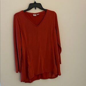 Chico's Burnt Orange V-Neck Long Sleeve Top